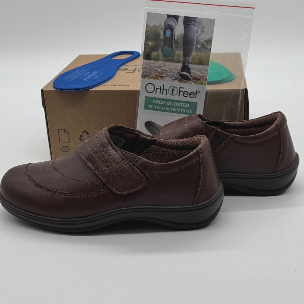 Orthofeet Emily Brown Leather Orthopedic Loafers Womens 8.5 X-Wide 2E 73031